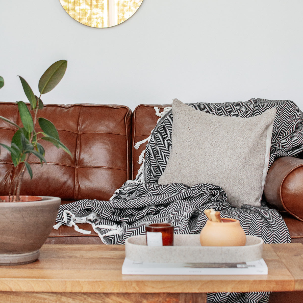 Peshtemal Coverlet - Black & White