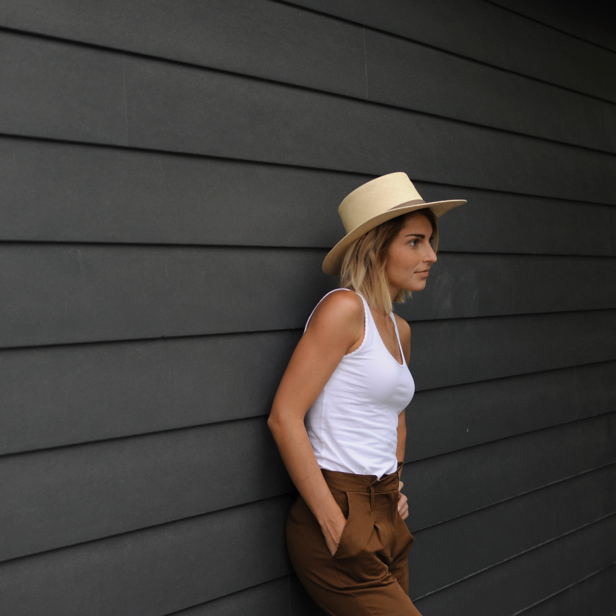 Flat Top Straw Hat - Natural - EQUAL UPRISE