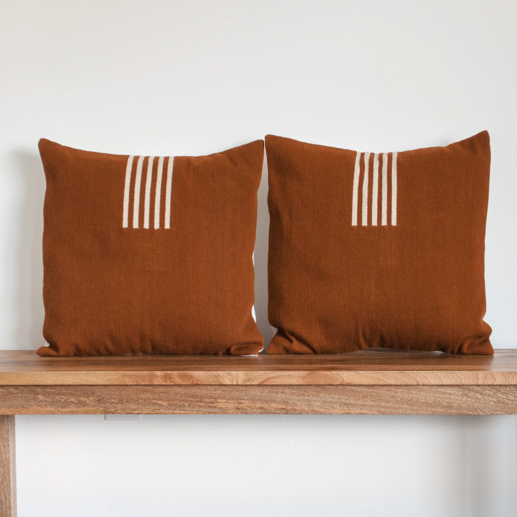 4-Way Pillow Cover - Terra Cotta & Natural Stripes - EQUAL UPRISE